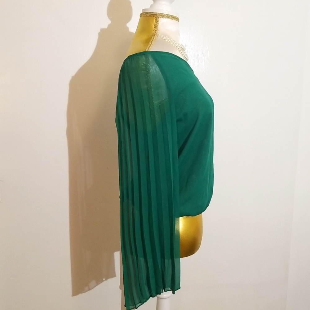 Mimi Chica Green Sheer Chiffon One Shoulder Top Y2K Style - Picture 6 of 15